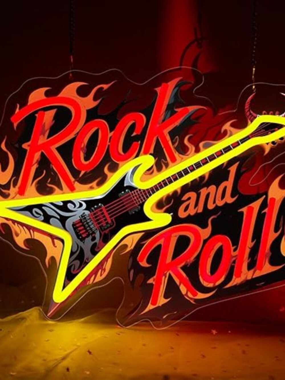 Guitar Rock Roll Neon Sign